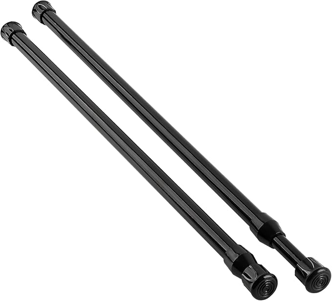 KXLIFE 2 Pack Small Spring Tension Curtain Rod 16 to 28 Inch, Tension Rods No Drill for Window Cupboard Closet,Black