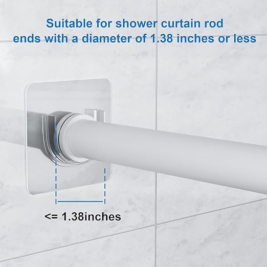 12 Pack Shower Rod Holder with Strong Adhesive, Shower Curtain Rod Holder No Drilling, Shower Bar Holder,Tension Curtain Rod Bracket, Small