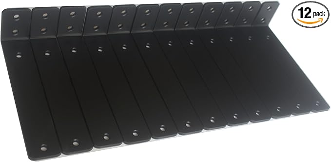 12 Pack - L 8" x H 2" x W1.5, 5mm Thick Black L Shelf Bracket, Iron Shelf Brackets, Metal Shelf Brackets, Floating Shelf, Shelf Supports with Screws