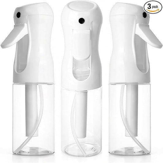3Pcs Continuous Spray Bottles For Hair,Ultra Fine Mister for Hair Styling, Plants, Cleaning, Salon, Misting & Skin Care (200ml Clear*3)