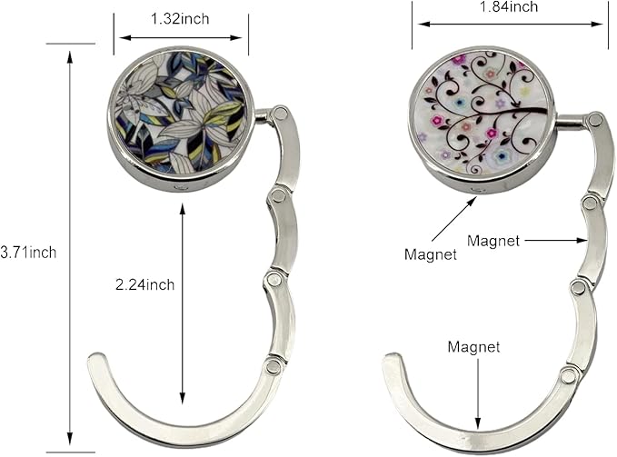 2 Pack Foldable Purse Hook Folding for Table, Women's Handbag Hangers Hooks for Desk, Seashell Table Bag Holder Mixed Color