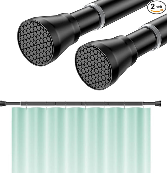Shower Curtain Rod 45 to 77 Inches 2Pack Black Tension Curtain Rod No Drilling Shower Rod Tension Rod Adjustable Curtain Rod Tension Rod Shower Rods for Bathroom,Windows,Kitchen