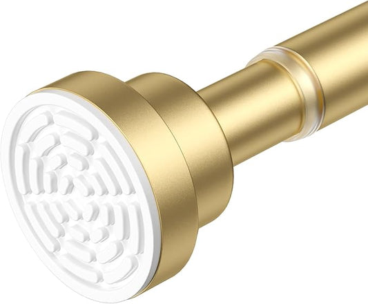 AIZESI Gold Tension Curtain Rod No Drilling 28-50 Inch 1PCS,Spring Tension Rod Non-Slip,Bathroom Shower Rod Non-Rust,Adjusatable Tension Rod For Windows Doorway Curtains