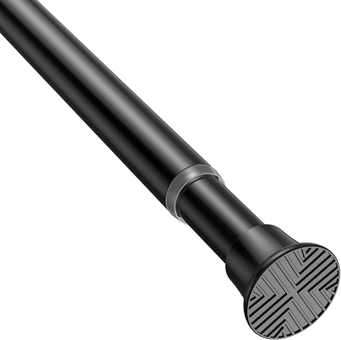 1Pack Black Tension Curtain Rods 31 to 62 Inch Small Curtain Rods No Drilling Short Tension Rod Adjustable Spring Curtain Rod for Windows Door Closet Pressure Rod