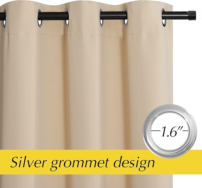 NICETOWN Temporary Door Window Curtain, Privacy Doorway Curtain for Room Divide Grommet Portable Closet Thermal Insulated Accordian Door Curtain for Hallway, 1 PC, 42" W x 80" L, Biscotti Beige