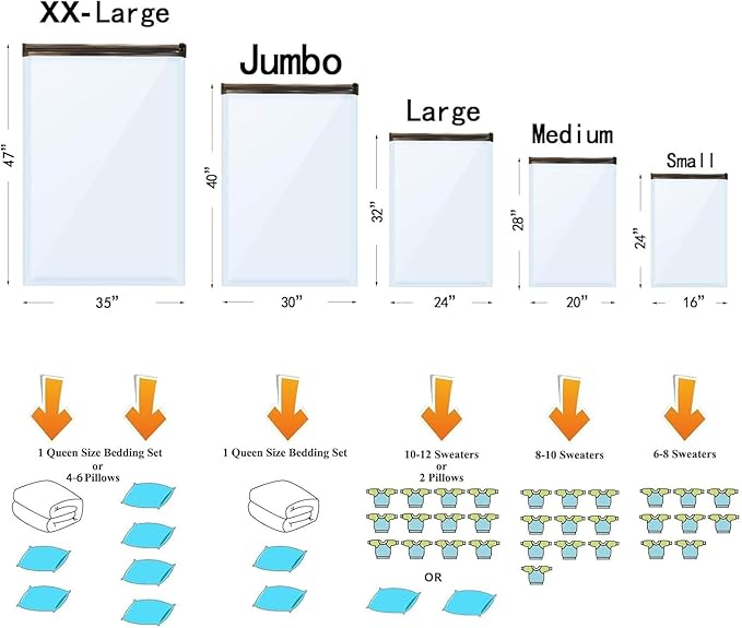 GONGSHI Vacuum Seal Bags for Clothing Travel & Home Storage, Travel Vacuum Bags with Electric Pump,Space Saver for Blankets, Comforters, Pillows, Clothes,10 Medium