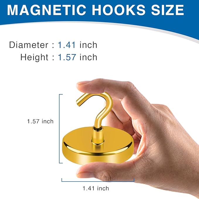 LOVIMAG Cruise Ship Essentials - 170Lbs Heavy Duty Yellow Magnetic Hooks for Cruise Cabins - Strong Hanging Hooks - 12 Pack