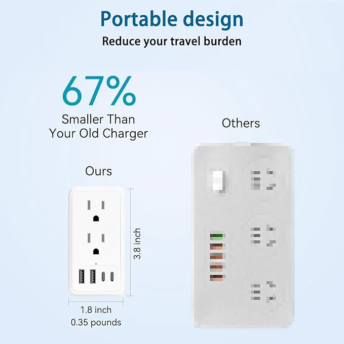 2000W 220V to 110V Voltage Converter US to Europe for Hair Dryer, Converter for European Travel, International Universal Travel Adapter with Type C A G I (White)