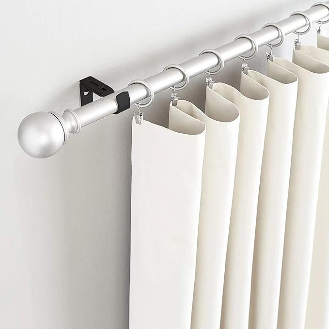 Curtain Rod Brackets for Adjustable, 6 Pack Premium Rod Bracket for Walls, Curtain Rod Holder, Drapery Rod Holders Hardware Window Curtain Rod Support Hanger for 1 Inch Rod (Black-6Pack)