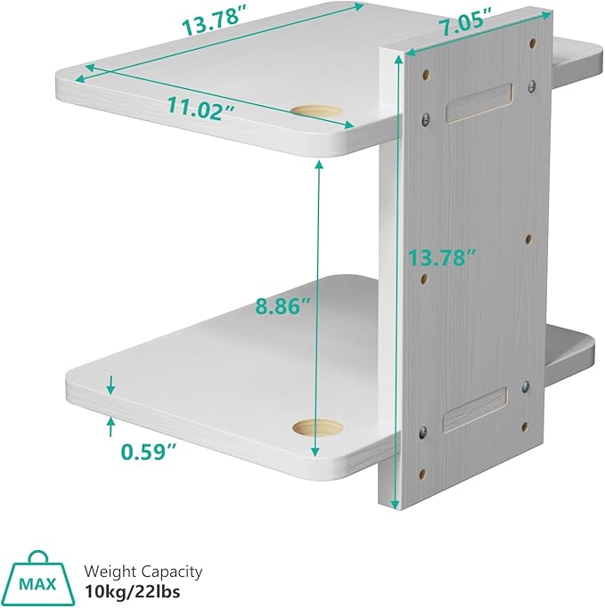 WALI Floating TV Shelf, 2 Tier Projector Shelf for DVD Players, Routers, Game Consoles, Cable Boxes, Living Room Decor Accessories, Wall Mount Shelves Holds Up to 22lbs (CS202NW), 2-Shelf, White