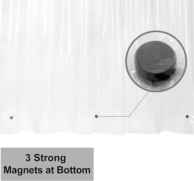 Barossa Design Small Shower Curtain for Shower Stall Size 36 x 72 inches,PEVA - Waterproof, Eco-Friendly, Non-Toxic, Odorless, PVC Free, Metal Grommets (Clear)