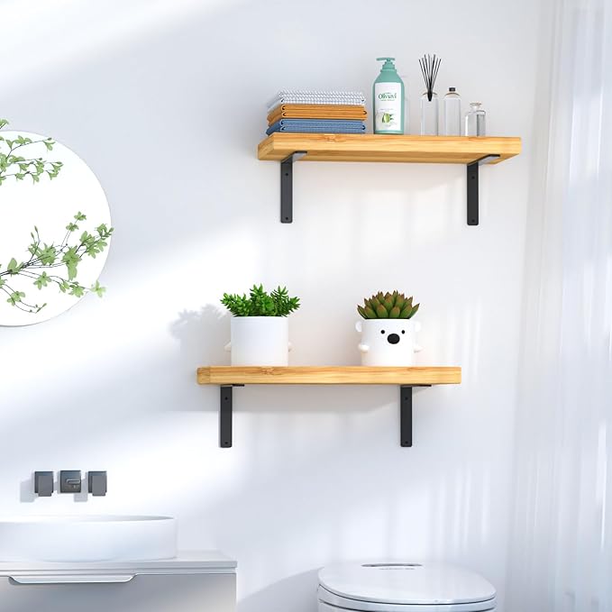 24 Pack - L 12" x H 8" x W1.5, 5mm Thick Black L Shelf Bracket, Iron Shelf Brackets, Metal Shelf Brackets, Floating Shelf, Shelf Supports with Screws