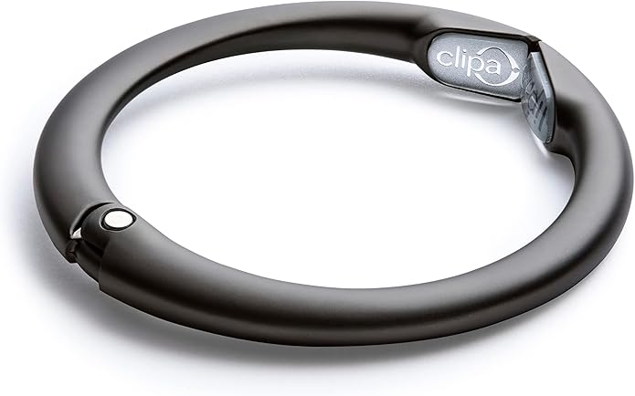 Clipa Bag Hanger - The Ring that Opens Into a Hook, Closes Automatically | Hangs Almost Anywhere in Just 1/2" of Space | Holds 33 lbs Yet Weighs Only 1.6 oz | 8 Styles | 3 yr Warranty