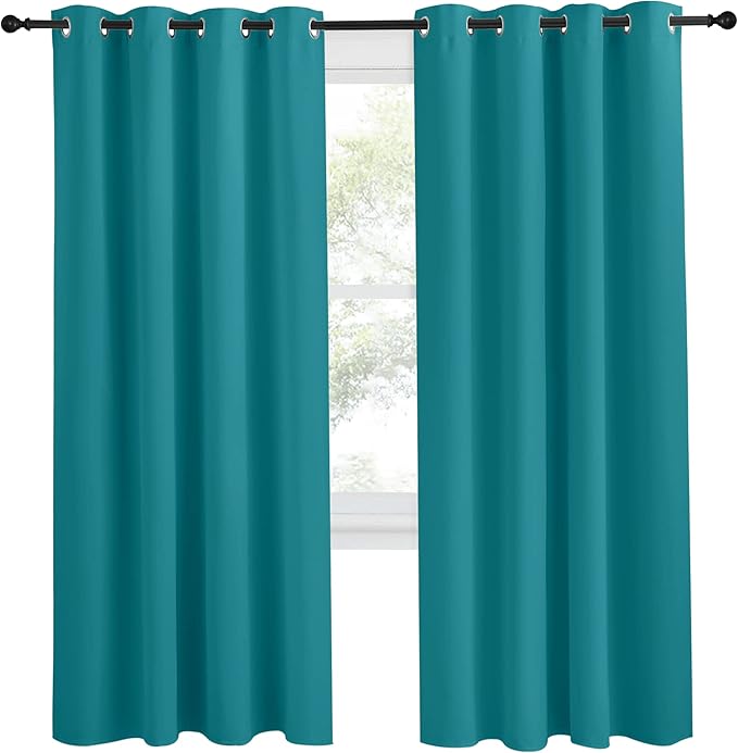 NICETOWN Peacock Teal Blackout Curtains 78inch Length, 1 Panel, W55 x L78, Chic Thermal Insulated Grommet Room Darkening Window Drapes for Bedroom/Living Room