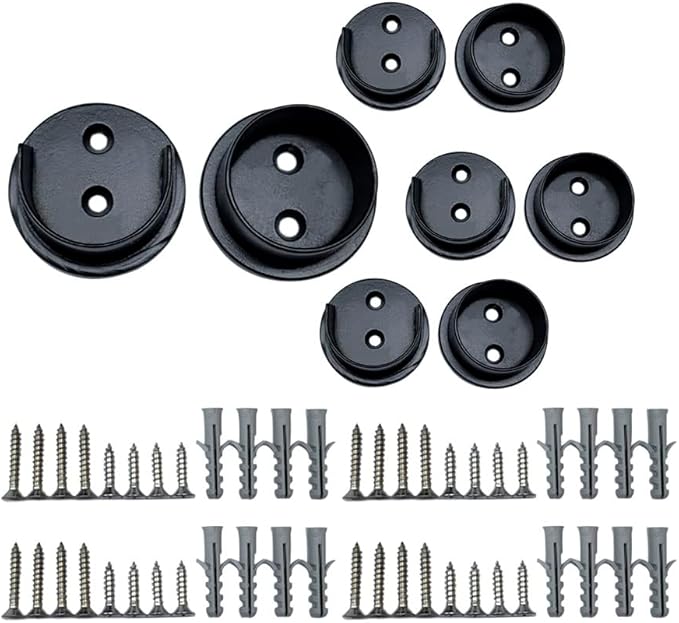QCAA Solid Brass Extra Heavy Closet Pole Socket Set, Heavy Duty, 1-1/2 inch, with Stainless Screws, Black Coated, 4 Pairs, Made in Taiwan