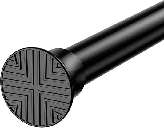 1Pcs Tension Curtain Rod 31 To 76 Inch Black Shower Curtain Rod No Drilling Adjustable Spring Loaded Curtain Rods 7/8"Diameter Shower Rods For Bathroom Windows Bedroom Closet Doorway Door