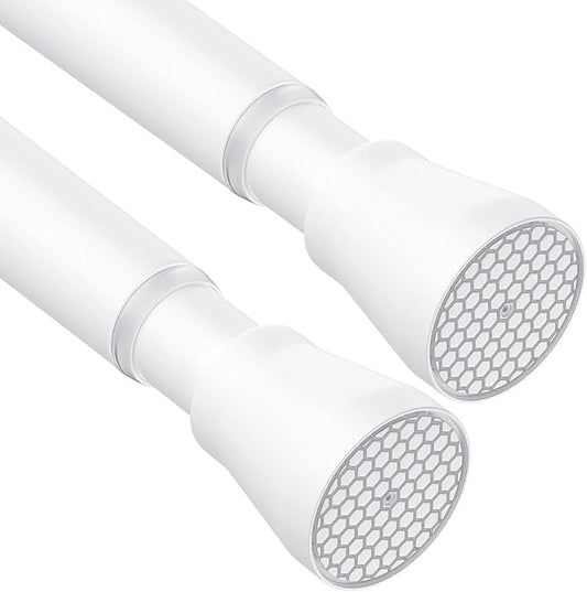 AIZESI 2PCS Tension Curtain Rod 43 to 73 Inch Shower Curtain Rod No Drilling, Never Rust, Adjustable Curtain Rod, Spring Tension Rods for Window, Bathroom, Kitchen, Doorway, White