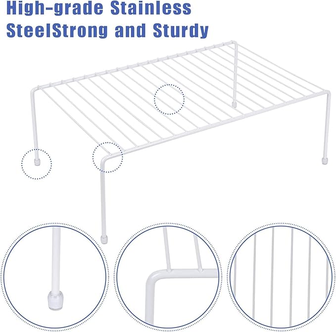 Large (16.1 x 10.2 Inch) Cabinet Storage Shelf Rack, Shelves，Kitchen Counter and Cabinet Shelf, Storage Rack Organizer for Kitchen, Fridge, Cabinet, Bathroom Cupboard (White, 6)