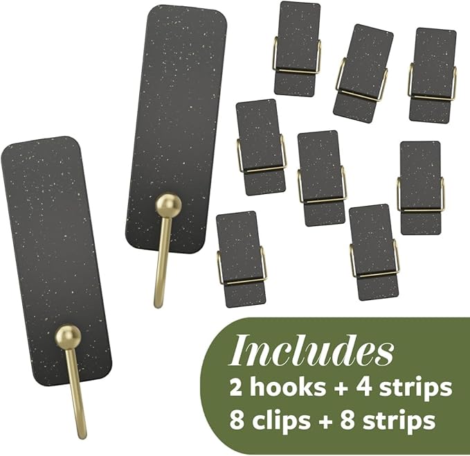 Command Mixed Hooks Pack, 10 Soot, 12 Strips (2 Medium Hooks, 8 Spring Clips), for Hanging Christmas Decorations