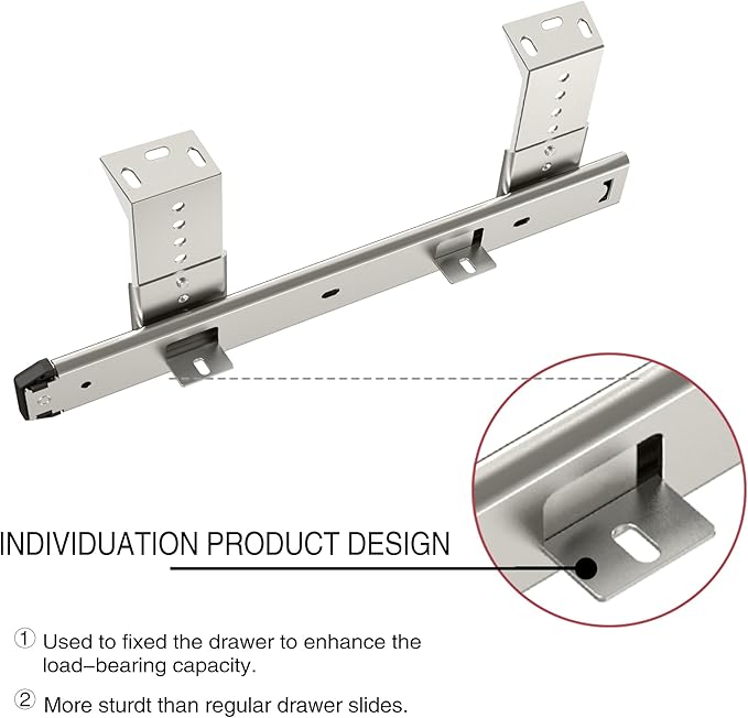FRMSAET Sliding Keyboard Drawer Tray Hardware 12/14/16/18 inches Slides Metal Drawer Keyboard Slides Mounting Accessories/Ideal for Under Desk Kitchen Cabinet Drawer,One Set(12inches,Silver).