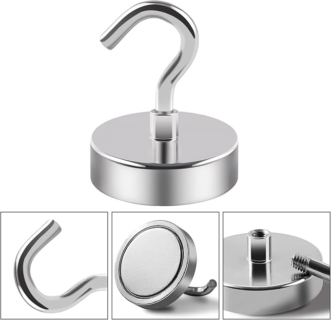 DIYMAG Magnetic Hooks, 170lbs+ Magnet Garage Hook 2026 Cruise Cabin Ship Essentials Heavy Duty Strong Magnets Refrigerator Fridge Hanging for Classroom Beach Vacation Kitchen Grills Silver 16 Pack
