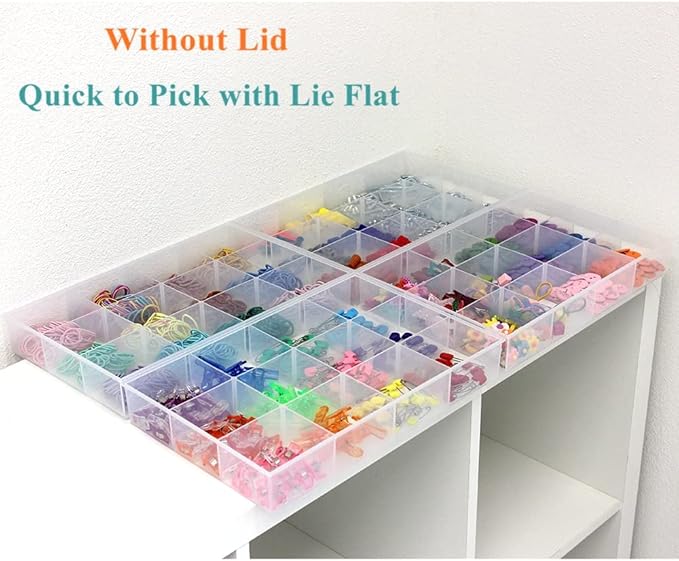 BangQiao 2 Pack Fixed 12 Grids Clear Plastic Organizer Sorting Tray and Transparent Storage Divider Box Container Case for Hardware, Craft, Sewing Kit, Office Supplies, Small Parts