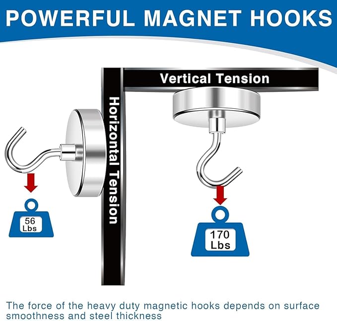 LOVIMAG Magnetic Hooks, 170lbs+ Strong Magnetic Hooks for Cruise Cabins Heavy Duty, Cruise Ship Essentials 2026, Refrigerator Magnets for Fridge, Hanging, Classroom Must Haves, Grills -25 Pack