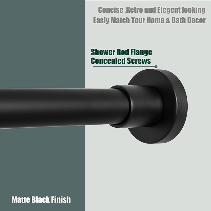 Artiwell Heavy Duty Shower Rod, Adjustable Shower Curtain Rod, Expandable 47-84 Inch, Permanent Mount Shower Rod, Never Rust Stainless Steel For Window Curtain and Closet, Matte Black