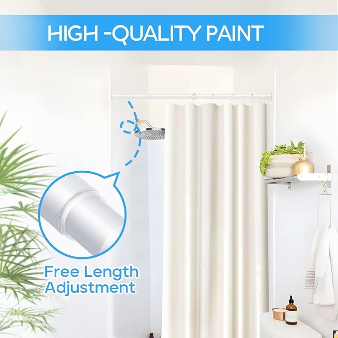 Tension Curtain Rod White 4PCS Tension Rods for Windows 30 to 64 Inch Spring Curtain Rod Adjustable Tension Rod Tension Curtain Rod of Bathroom Window Curtain Rod Closet rod Kitchen rod Wardrobe