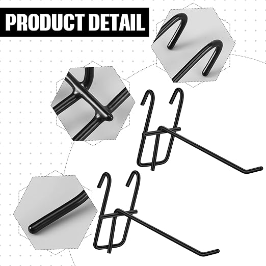 Moxweyeni 4 Inch Grid Wall Hooks 25 Pcs Gridwall Panel Hooks Store Garage Wall Mount Organizers Storage Grid Display Hangers for Retail, Craft Show, Home Setup, Customized Display (Black)