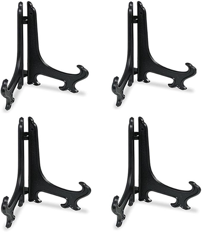 Artliving (4 Pack) 12 Inch Plastic Display Stand, Black Easel Display Photo Holder Stand, Displays Picture Frames, Cookbooks, Tablets and Art