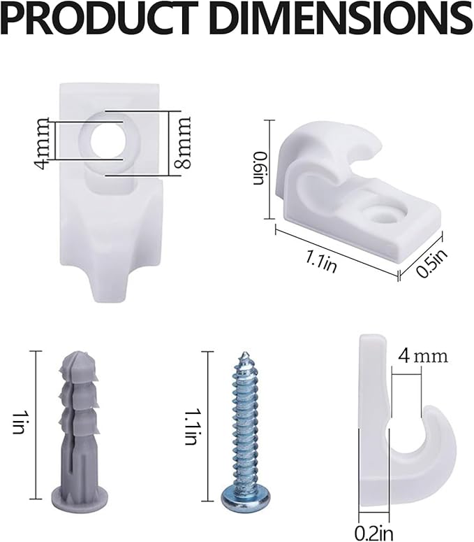 30 Pack Wire Shelf Wall Clips with Screws and Anchors – Plastic Mounting Brackets for Closet Wire Shelving, Wall Support Clips for Storage Rack Installation