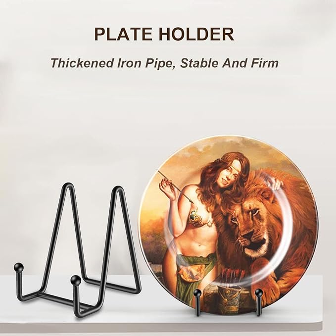 Hoewina Plate Stands for Display, 3Pack 4.5Inch Plate Holder Display Stand, Metal Frame holder stand for Book Holder, Picture Stand, Decorative Plate stand, Photo and Platter, Tabletop Art