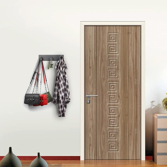 VIRFIN Key Holder for Wall with 2 Self-Adhesive Tapes, No Damage Key Holder Rack for Wall with 3 Key Hooks for Entryway, Door, Bathroom, Kitchen(Black)