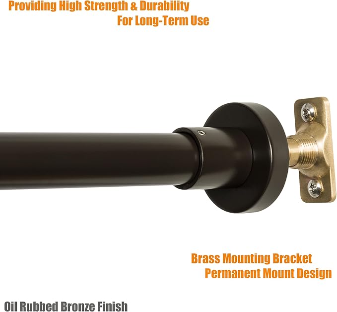 Artiwell Heavy Duty Shower Rod, Adjustable Shower Curtain Rod, Expandable 47-84 Inch, Permanent Mount Shower Rod, Never Rust Stainless Steel For Window Curtain and Closet, Oil Rubbed Bronze