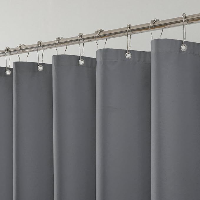 1 Pack Water-Repellent Fabric Shower Curtain Liner - Hotel Quality Machine Washable, 3 Heavy-Duty Magnets with Rustproof Grommets & Weighted Hem, Standard Size 72x78in Grey