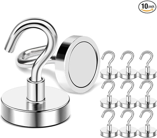 DIYMAG Magnetic Garage Hooks 10 Pack 120lbs 2026 Cruise Cabin Ship Essentials Hook Heavy Duty Strong Magnets Fridge for Classroom Wall Mount Kitchen Grills Silver