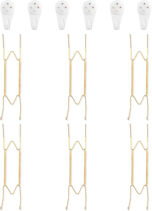 Bilillo 6 Pack Plate Hangers for the Wall, Suitable for 10-14 inch Art Plate, Stainless Steel Invisible Heavy Duty Wire Plate Holder with Wall Hooks, Plate Hangers for Displaying Plates, Platter, Dish