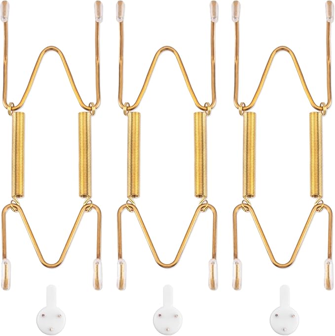 Bilillo 3 Pack Plate Hangers for The Wall, Suitable for 5-6 inch Decorative Plate, Stainless Steel Invisible Heavy Duty Wire Plate Holder with Wall Hooks, Plate Hangers for Displaying Plates