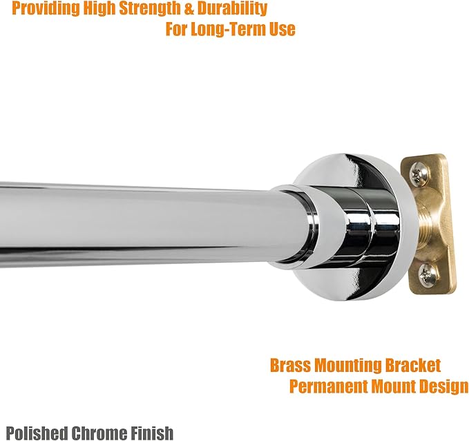 Artiwell Heavy Duty Shower Rod, Adjustable Shower Curtain Rod, Expandable 47-84 Inch, Permanent Mount Shower Rod, Never Rust Stainless Steel For Window Curtain and Closet, Chrome Plated