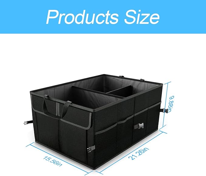 8sanlione Car Trunk Organizer/Storage, Collapsible Cargo Storage Box, Large Capacity, Trunk Organizer for Cars, Vehicles, SUVs, Trucks