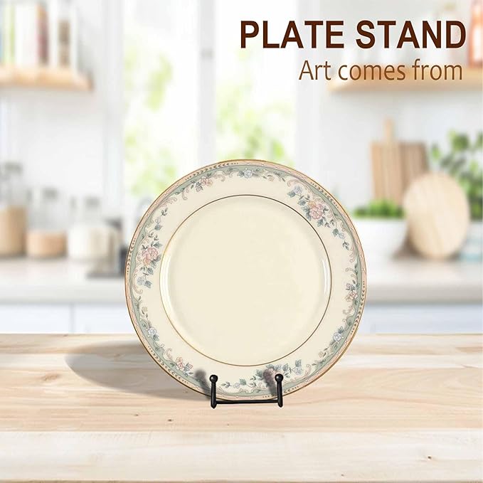 Hoewina Plate Stands for Display, 3 Pack 10 Inch Plate Holder Display Stands, Metal Frame holder stand for Book, Picture, Decorative Plate, Photo and Platter, Tabletop Art