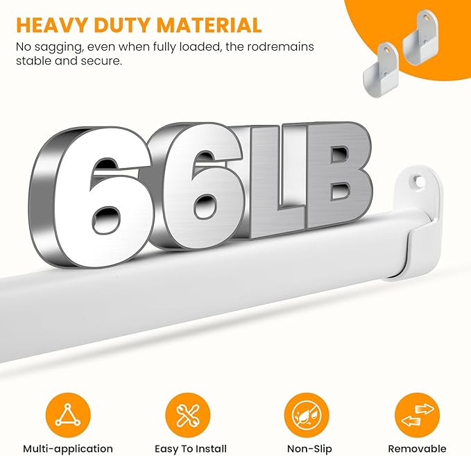 Oval Closet Rod for Hanging Clothes Adjustable Closet Rods 18 to 87 Inch Heavy Duty White Poles Bar Closet Rod Expandable for Wardrobes Laundry RV