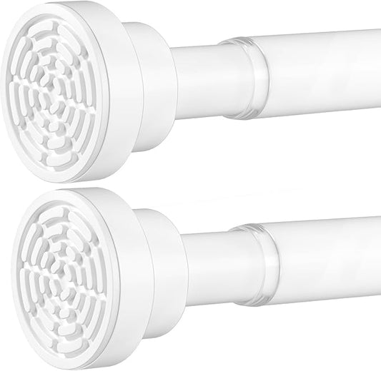AIZESI White Tension Curtain Rod 30-63 Inch-2PCS, Non-slip Spring Curtain Rod For Windows, No-drilling Adjustable Tension Rod,Non-rust Spring Tension Rod For Doorway Bathroom Kitchen Bedroom