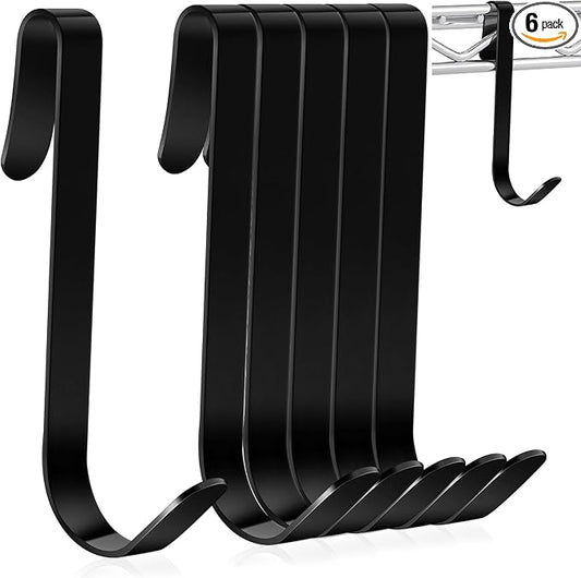 Yaocom 6 Pcs J Hook for Wire Shelving 3.6 Inch Large Heavy Duty Metal Shelf Hooks for Wire Shelves Racks Closet Shelving Accessories (Black)