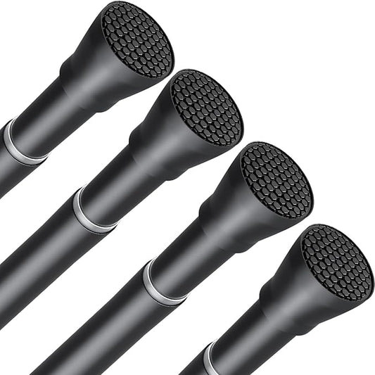 Tension Curtain Rod Black 4PCS Tension Rods for Windows 30 to 64 Inch Spring Curtain Rod Adjustable Tension Rod Tension Curtain Rod of Bathroom Window Curtain Rod Closet rod Kitchen rod Wardrobe