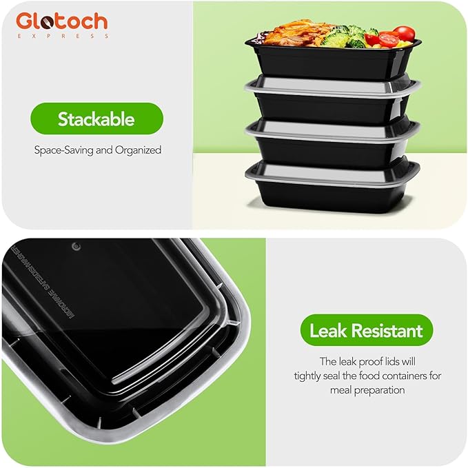 Meal Prep Containers 38oz-50 Pack (100-Piece) Reusable Large Food Storage Containers with Lids Microwave, Freezer, Dishwasher Safe - Leakproof & BPA Free Durable Plastic Bento Box for To Go Take Out