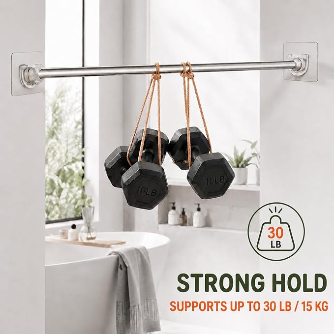 4 Pack Shower Curtain Rod Holder for Wall, Waterproof Shower Rod Holder with Strong Adhesive, Tension Curtain Rod Bracket No Drilling,Transparent(Rod Not Included)