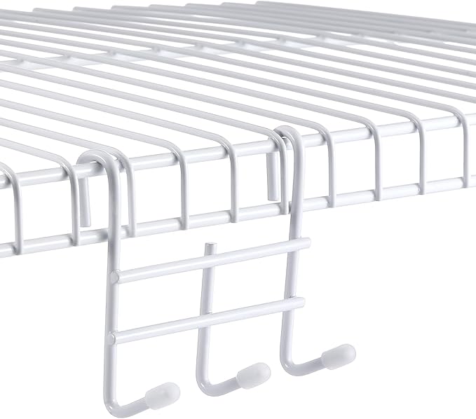 Teenyyou 6 Pack 3 Hook Attachment for Wire Shelving 3.75" l x 1.625" d x 3.25" h Wire Shelving Hooks Accessories Steel Hanging Rack Metal for Storage Organizer(White)