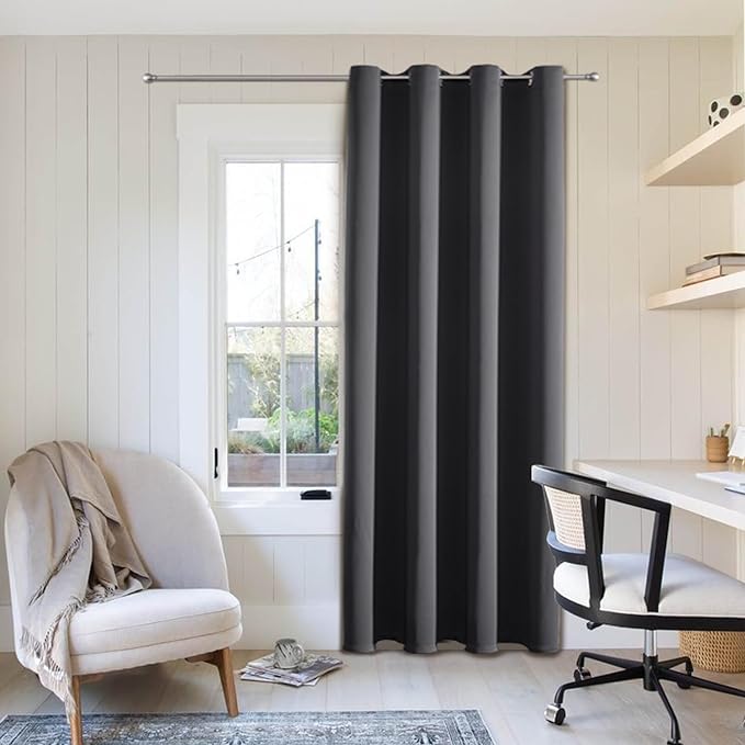 ChrisDowa Blackout Curtains 108 Inches Long for Living Room, Grommet Thermal Insulated Room Darkening Curtains for Bedroom (1 Panel Set, Dark Grey, 52W x 108L)